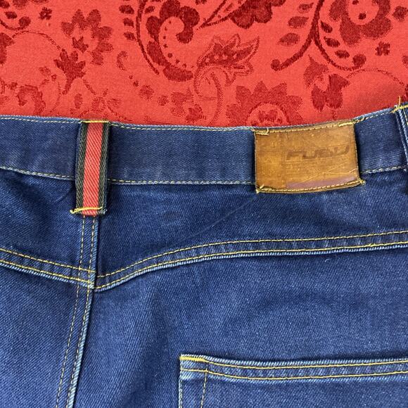 Vintage Y2k FUBU Baggy Jeans Mens 40x34 Blue Raw Denim Skater Wide Leg - Picture 13 of 14